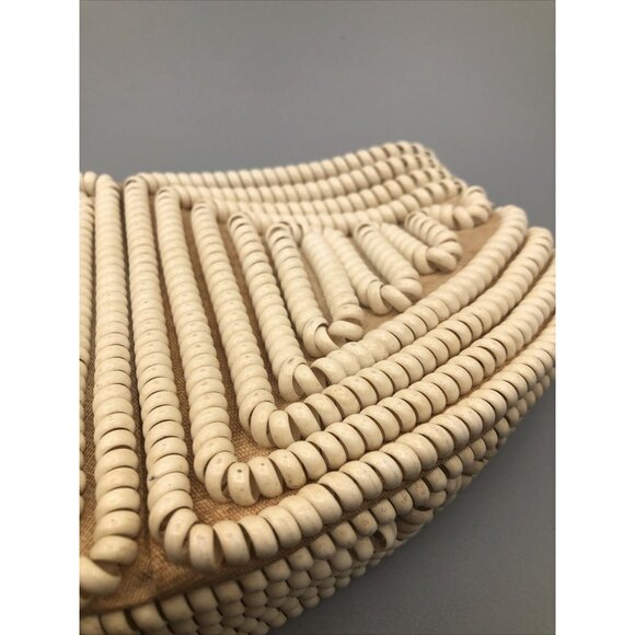 1940s Mid Century Ivory Nude Telephone Phone Cord Crescent Clutch Bag - Picture 10 of 12